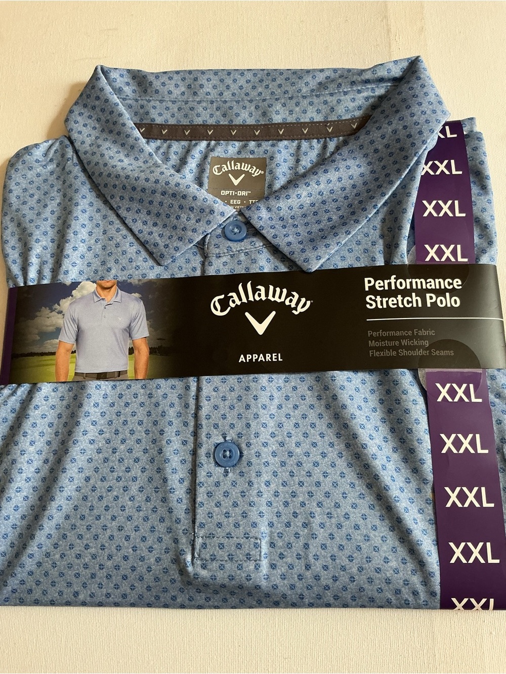 Callaway Light Blue Micro-Pattern Performance Polo - Picture 4 of 16
